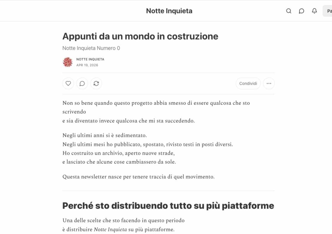 Appunti da un mondo in costruzione