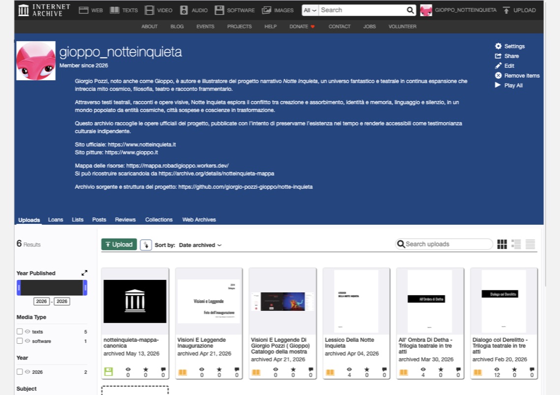 Notte Inquieta su Internet Archive